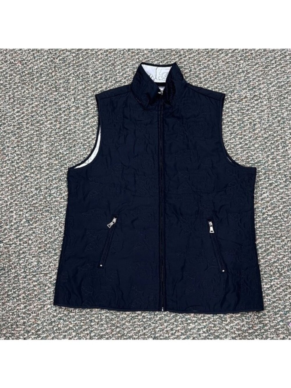 Bamboo Traders Womens Black Quilted Vest Full Zip S Polyester Two Zippered Pocke
